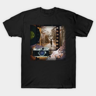 Horror movie vintage retro aesthetic cottagecore surrealism landscape nature fantastic fantasy Halloween deer orange camera creepy spooky vinyl music T-Shirt